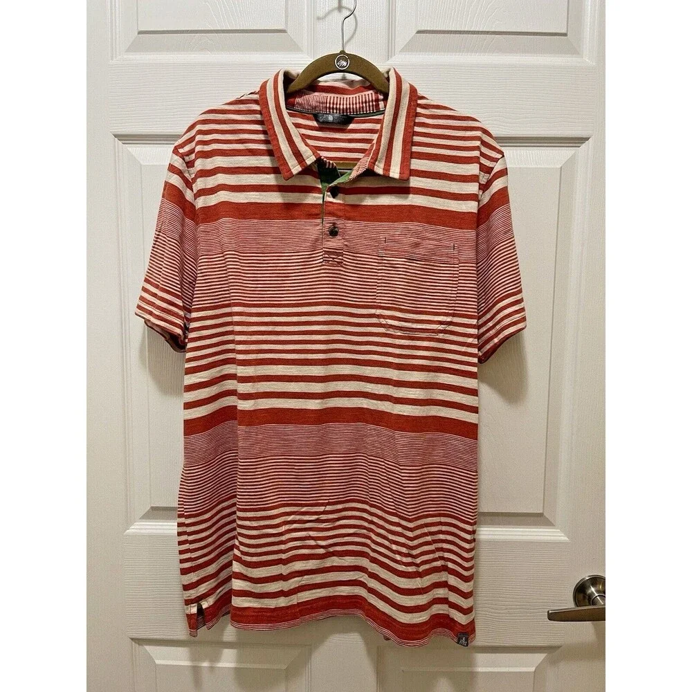 The North Face Men's Polo Shirt XL Short Sleeve Stripe Cotton Orange White